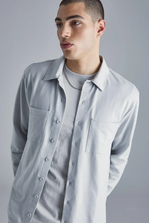 boohooMAN Jersey Utility Button Through Overshirt | UK| Shirts