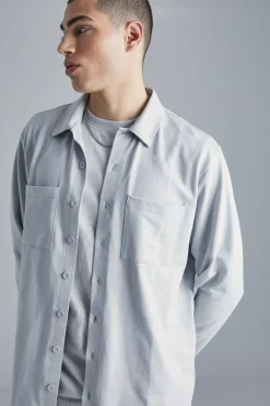 boohooMAN Jersey Utility Button Through Overshirt | UK| Shirts