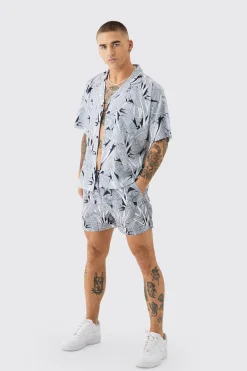boohooMAN Leaf Shirt & Swim Short Set | UK| Sets & Co-Ords