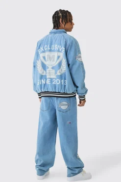 boohooMAN Light Blue Exclusive Applique Set | UK| Sets & Co-Ords