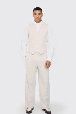 boohooMAN Linen Blend Slim Fit Waistcoat | UK| Suits & Tailoring