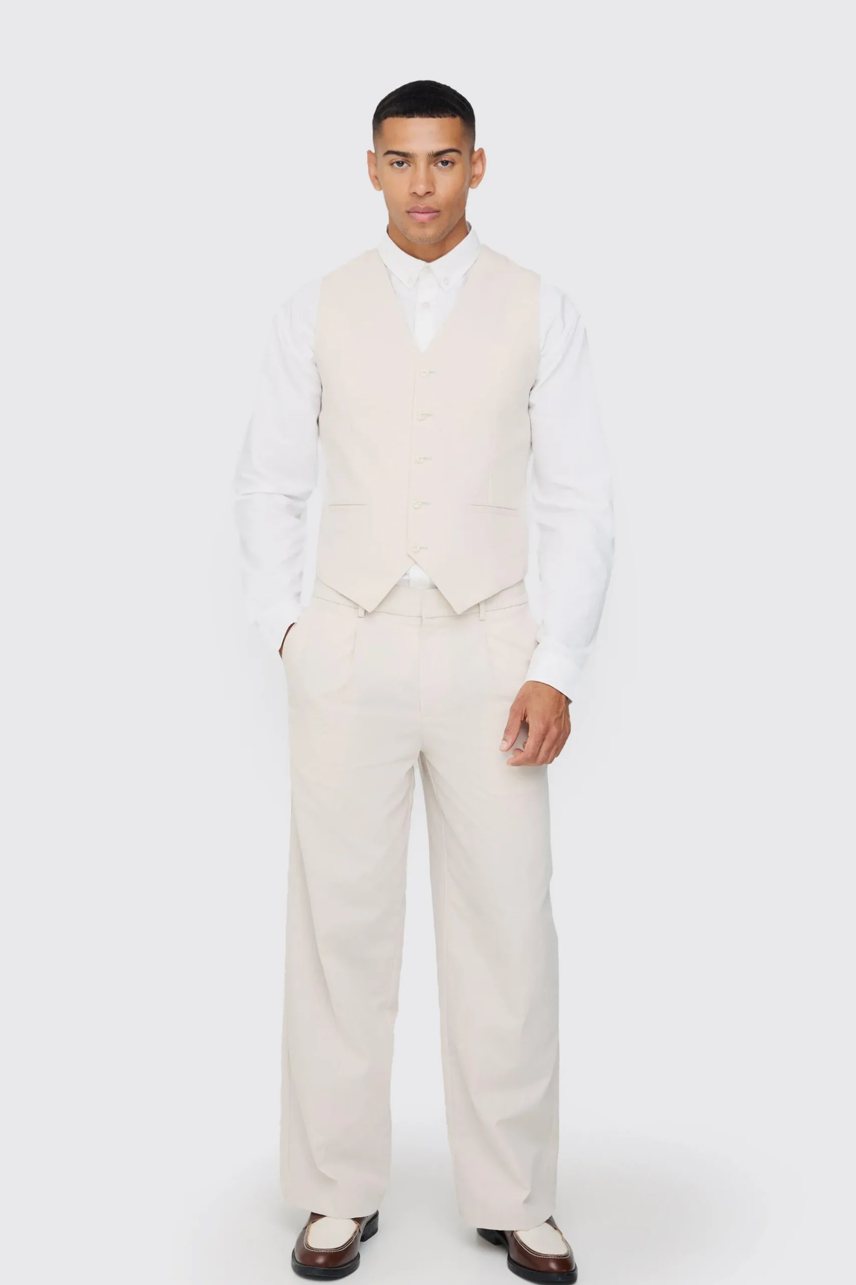 boohooMAN Linen Blend Slim Fit Waistcoat | UK| Suits & Tailoring
