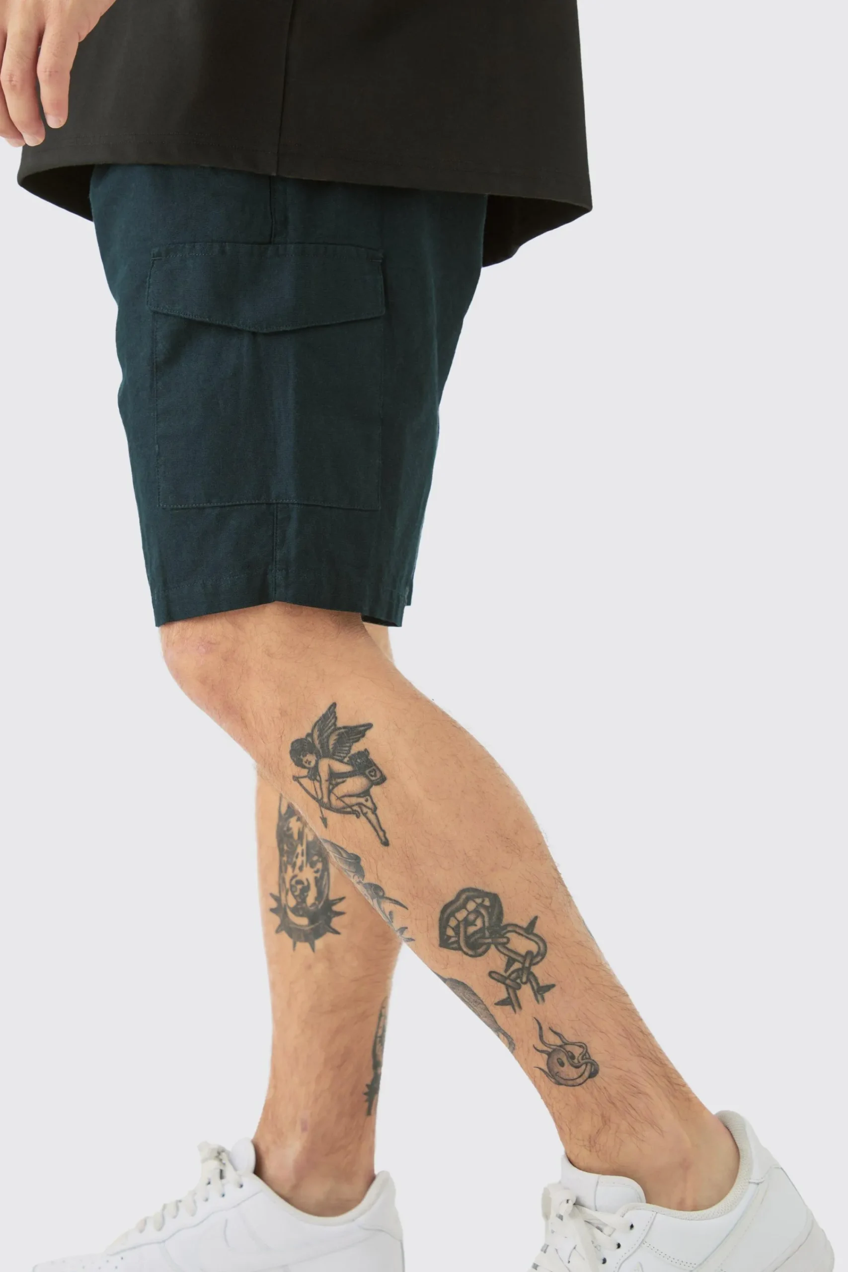 boohooMAN Linen Elasticated Waist Cargo Shorts | UK| Shorts
