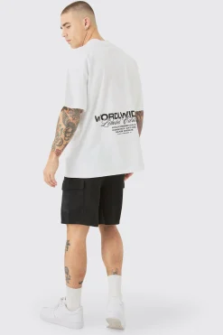 boohooMAN Linen Look Pin Tuck Elasticated Waist Cargo Relaxed Shorts | UK| Shorts