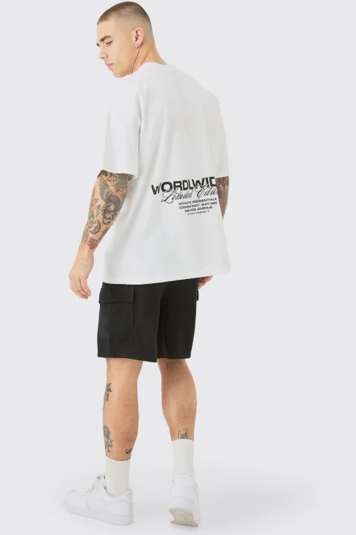 boohooMAN Linen Look Pin Tuck Elasticated Waist Cargo Relaxed Shorts | UK| Shorts