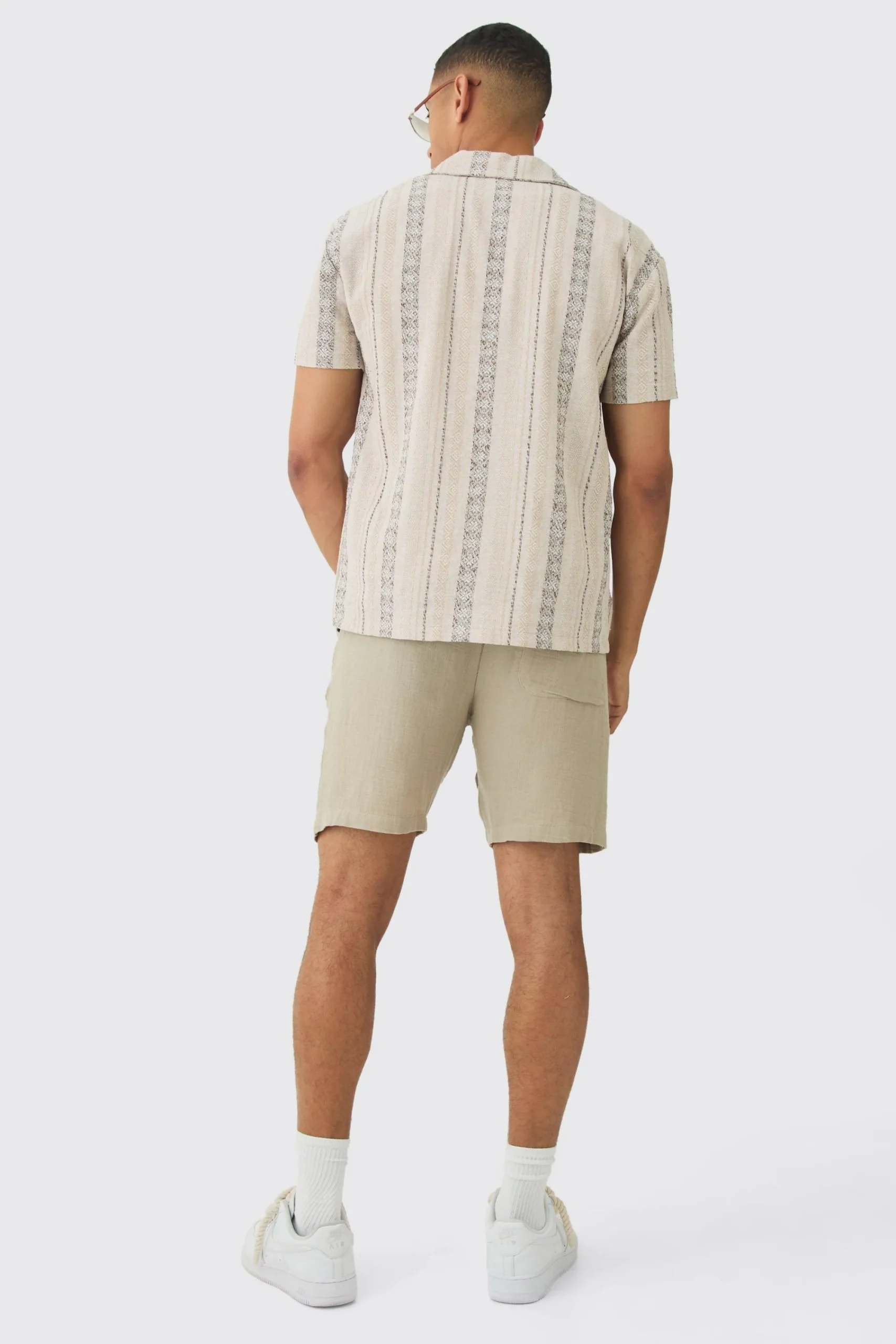 boohooMAN Linen Look Revere Stripe Shirt | UK| Shirts