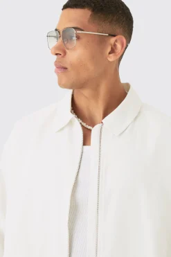 boohooMAN Linen Mix Relaxed Harrington Jacket | UK| Suits & Tailoring