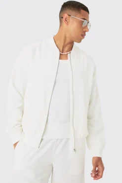 boohooMAN Linen Mix Smart Bomber Jacket | UK| Suits & Tailoring