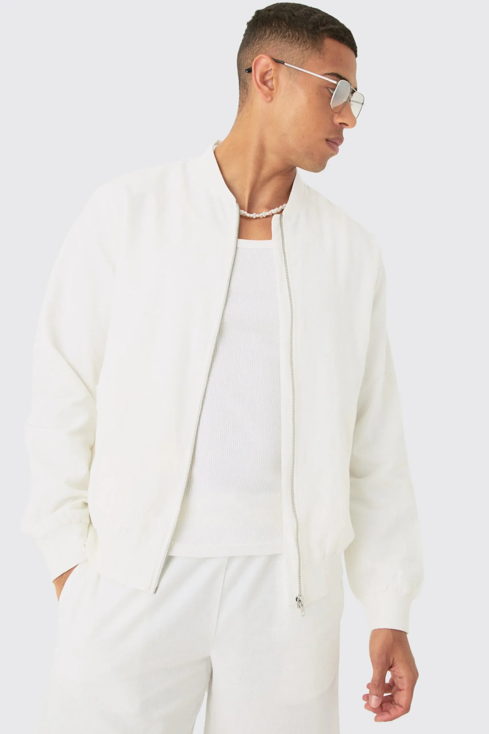 boohooMAN Linen Mix Smart Bomber Jacket | UK| Suits & Tailoring