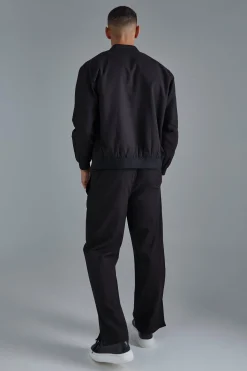 boohooMAN Linen Mix Smart Oversized Cargo Bomber Jacket | UK| Suits & Tailoring