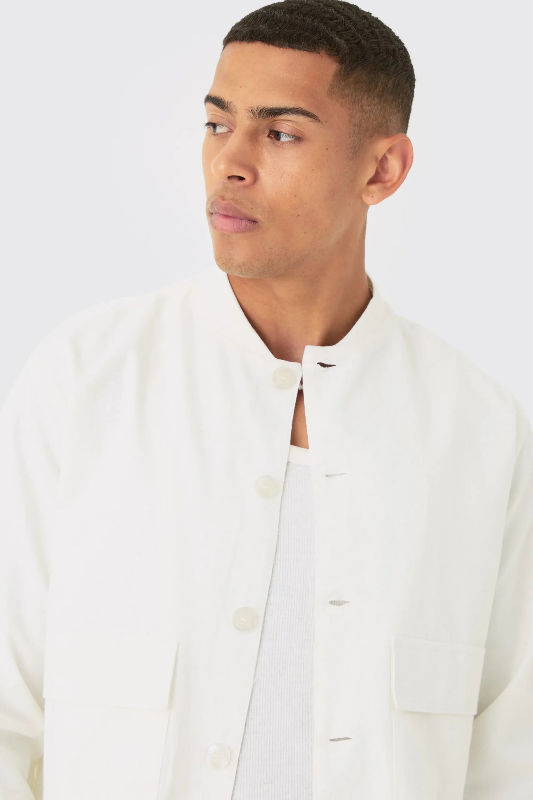 boohooMAN Linen Mix Smart Oversized Cargo Bomber Jacket | UK| Suits & Tailoring