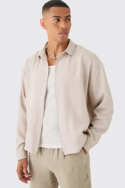 boohooMAN Linen Zip Through Overshirt | UK| Shirts