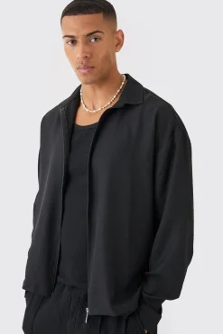 boohooMAN Linen Zip Through Overshirt | UK| Shirts