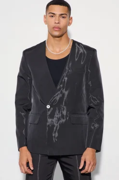 boohooMAN Liquid Metallic Collarless Suit | UK| Suits & Tailoring