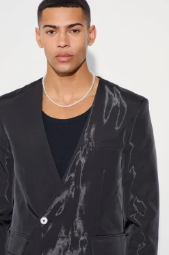 boohooMAN Liquid Metallic Collarless Suit | UK| Suits & Tailoring