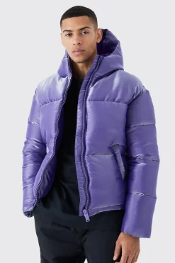 boohooMAN Liquid Metallic Nylon Puffer Jacket | UK| Coats & Jackets