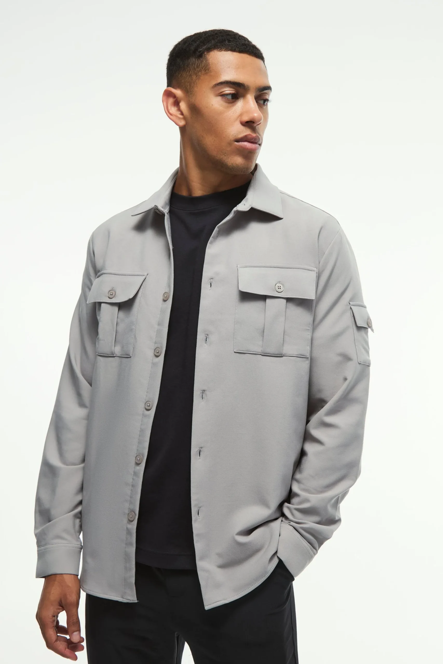 boohooMAN Long Sleeve 4 Way Stretch Fit Overshirt | UK| Shirts