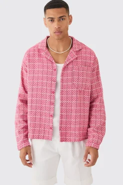 boohooMAN Long Sleeve Boxy Textured Grid Check Shirt | UK| Shirts