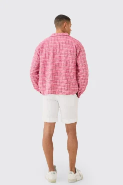 boohooMAN Long Sleeve Boxy Textured Grid Check Shirt | UK| Shirts