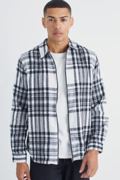 boohooMAN Long Sleeve Check Zip Overshirt | UK| Shirts