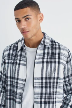 boohooMAN Long Sleeve Check Zip Overshirt | UK| Shirts