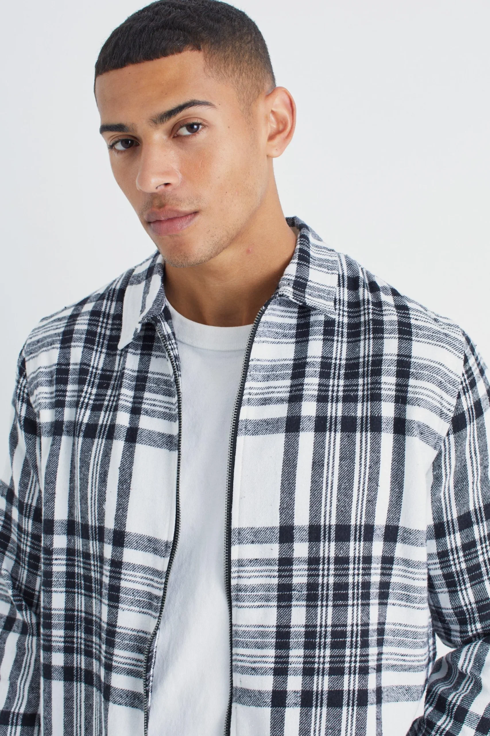 boohooMAN Long Sleeve Check Zip Overshirt | UK| Shirts