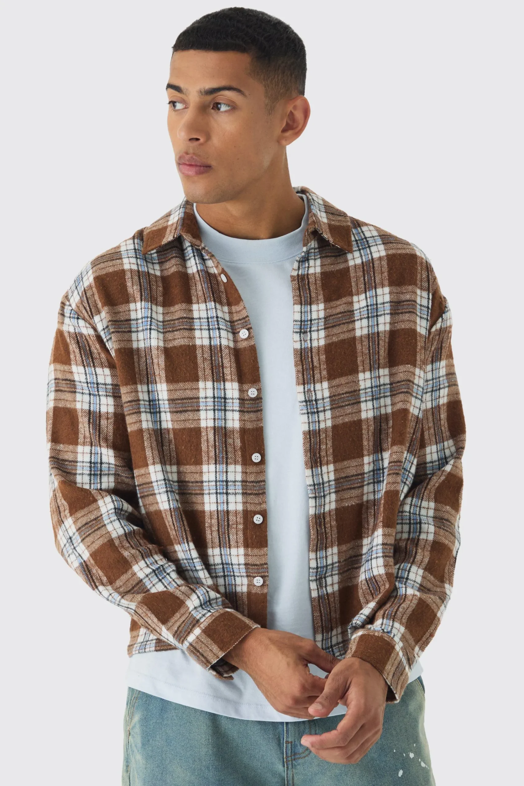boohooMAN Long Sleeve Checked Boxy Shirt | UK| Shirts