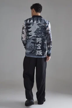 boohooMAN Long Sleeve Landscape Sheer Shirt | UK| Shirts