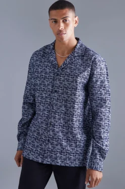 boohooMAN Long Sleeve Oversized Denim Look Textured Shirt | UK| Shirts
