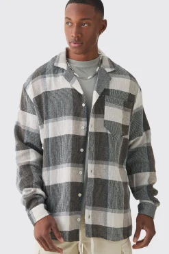 boohooMAN Long Sleeve Oversized Textured Check Shirt | UK| Shirts