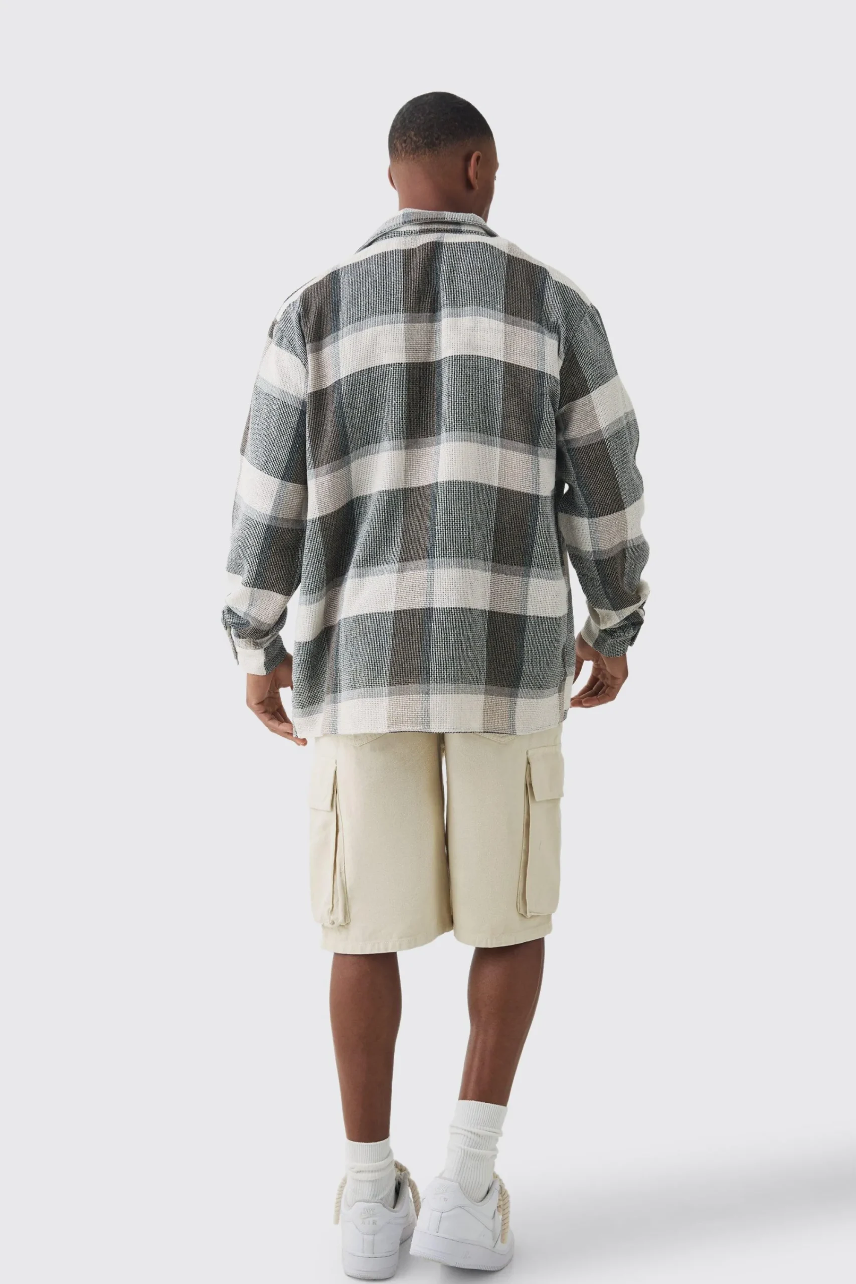 boohooMAN Long Sleeve Oversized Textured Check Shirt | UK| Shirts