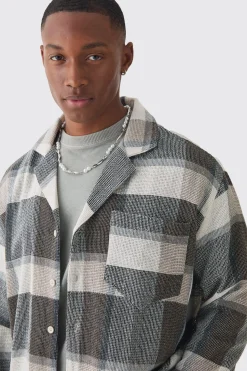 boohooMAN Long Sleeve Oversized Textured Check Shirt | UK| Shirts