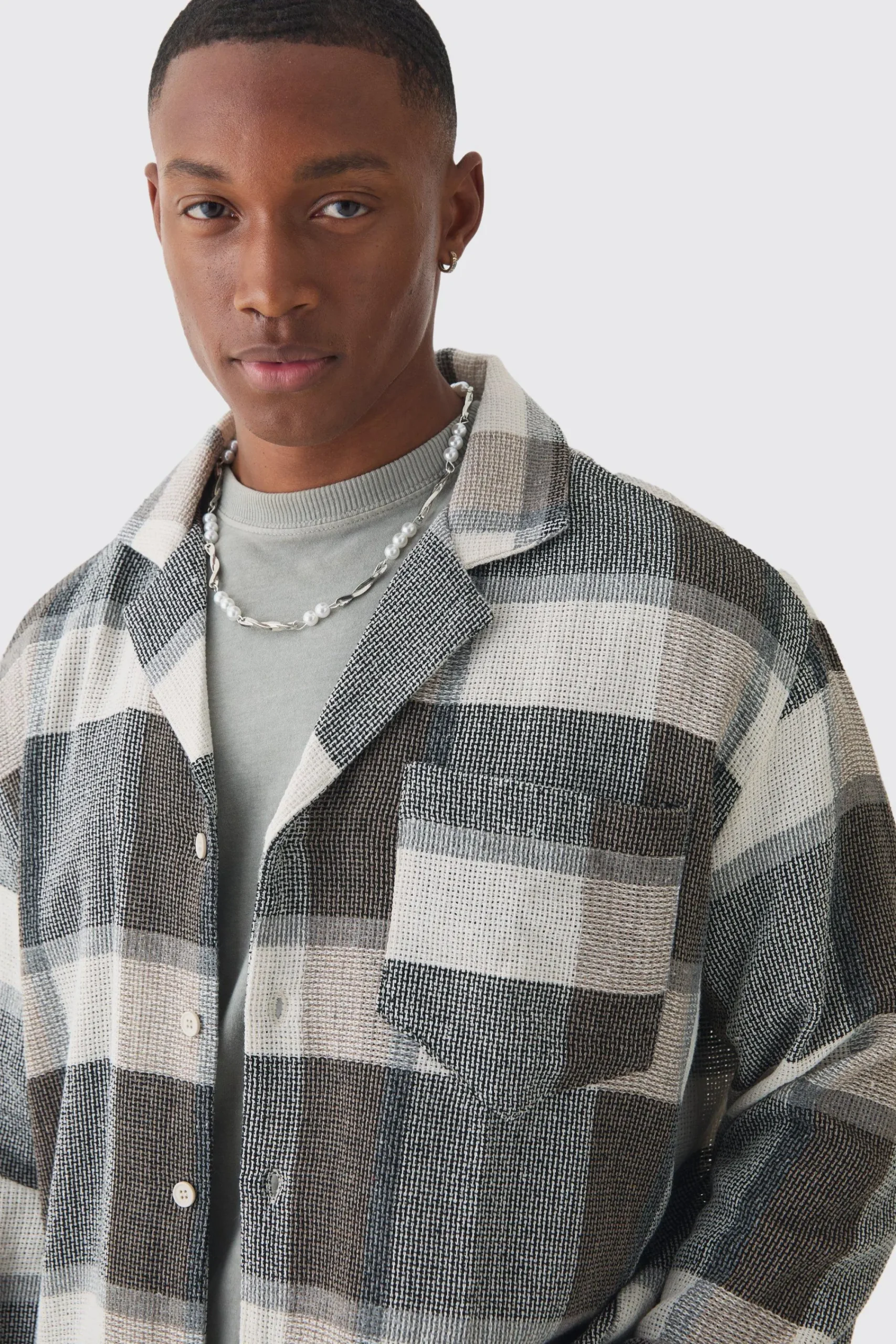 boohooMAN Long Sleeve Oversized Textured Check Shirt | UK| Shirts