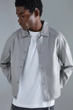 boohooMAN Long Sleeve Pu Boxy Popper Cord Overshirt | UK| Shirts