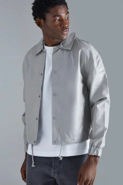 boohooMAN Long Sleeve Pu Boxy Popper Cord Overshirt | UK| Shirts