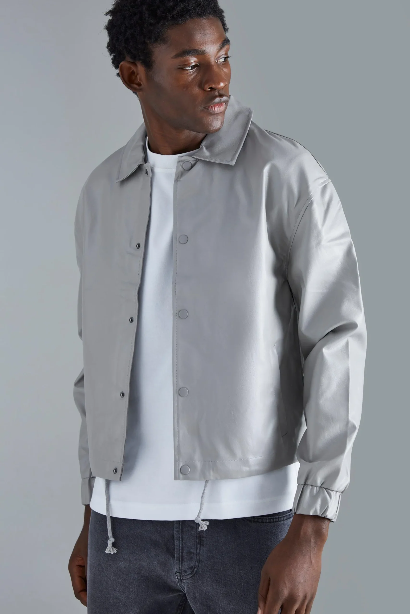 boohooMAN Long Sleeve Pu Boxy Popper Cord Overshirt | UK| Shirts