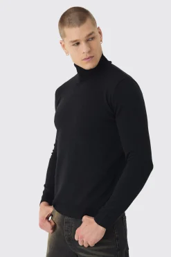 boohooMAN Long Sleeve Roll Neck Jumper In | UK| Knitwear