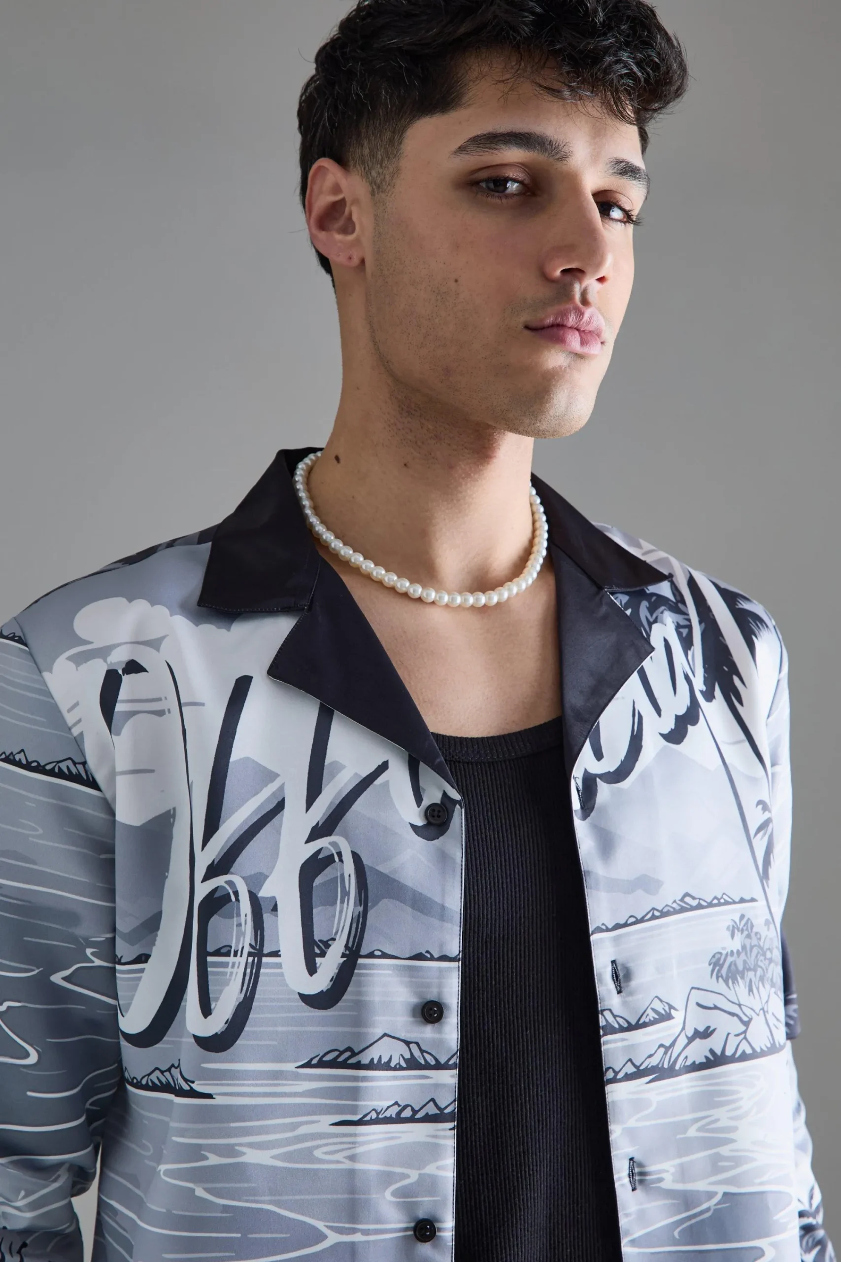 boohooMAN Long Sleeve Satin Beach Shirt | UK| Shirts