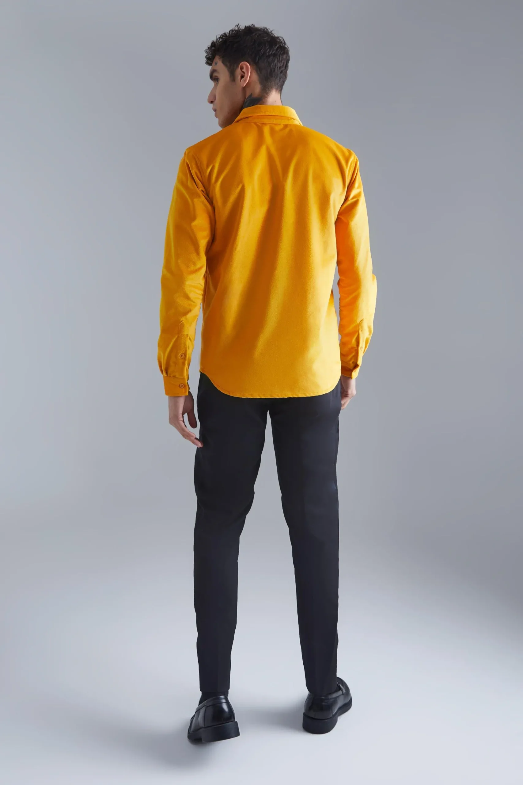 boohooMAN Long Sleeve Velour Revere Shirt | UK| Shirts
