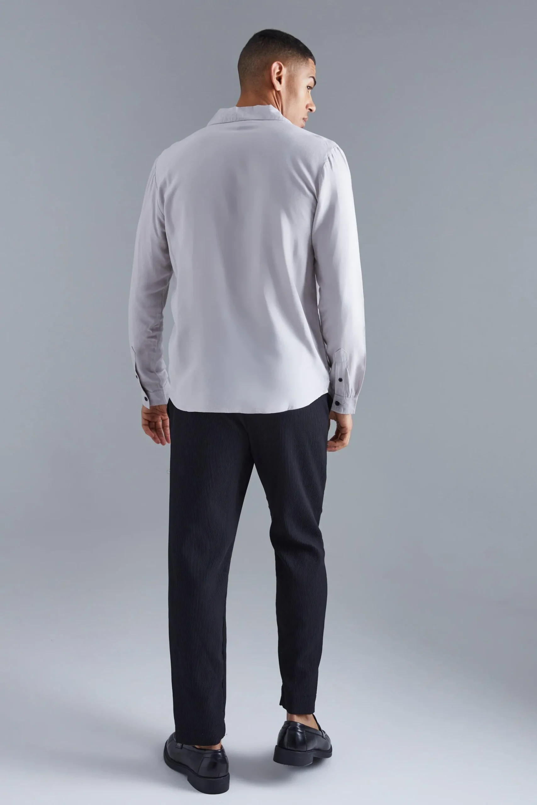 boohooMAN Long Sleeve Viscose Text Shirt | UK| Shirts
