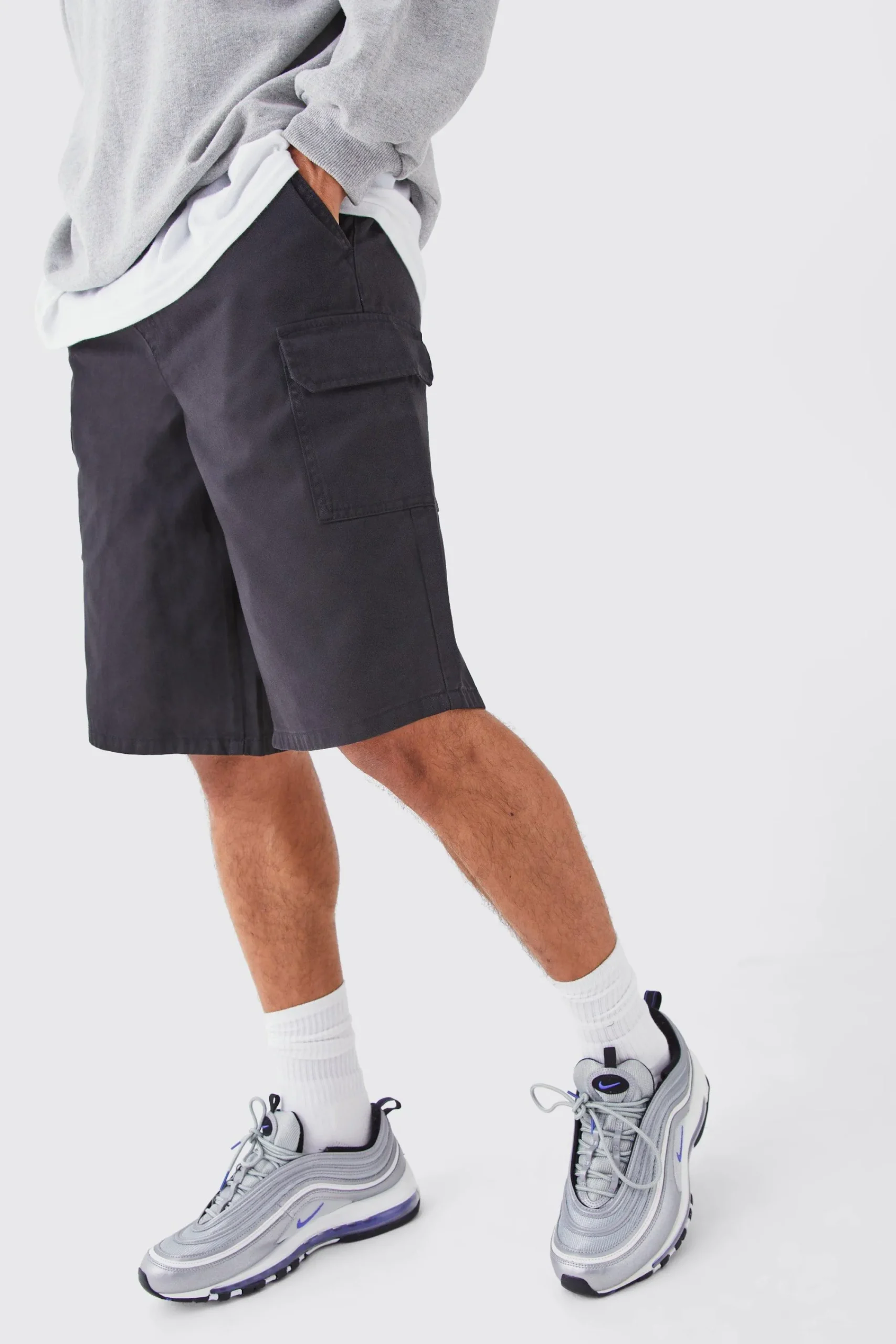 boohooMAN Longer Length Relaxed Fit Elasticated Waist Cargo Shorts | UK| Shorts