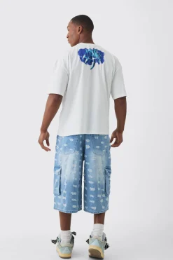 boohooMAN Longline All Over Distressed Cargo Denim Jorts In | UK| Shorts|Jeans