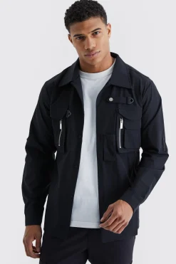boohooMAN Longsleeve Technical 3d Pocket Utility Shirt | UK| Shirts|Sets & Co-Ords