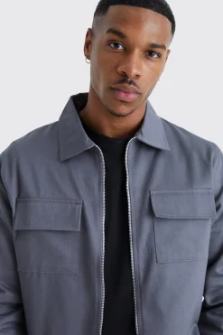 boohooMAN Longsleeve Zip Fastening Twill Overshirt | UK| Shirts