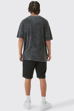 boohooMAN Loose Contrast Stitch Crotch Print Shorts | UK| Shorts