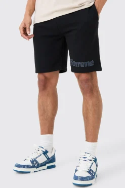 boohooMAN Loose Denim Applique Short | UK| Shorts