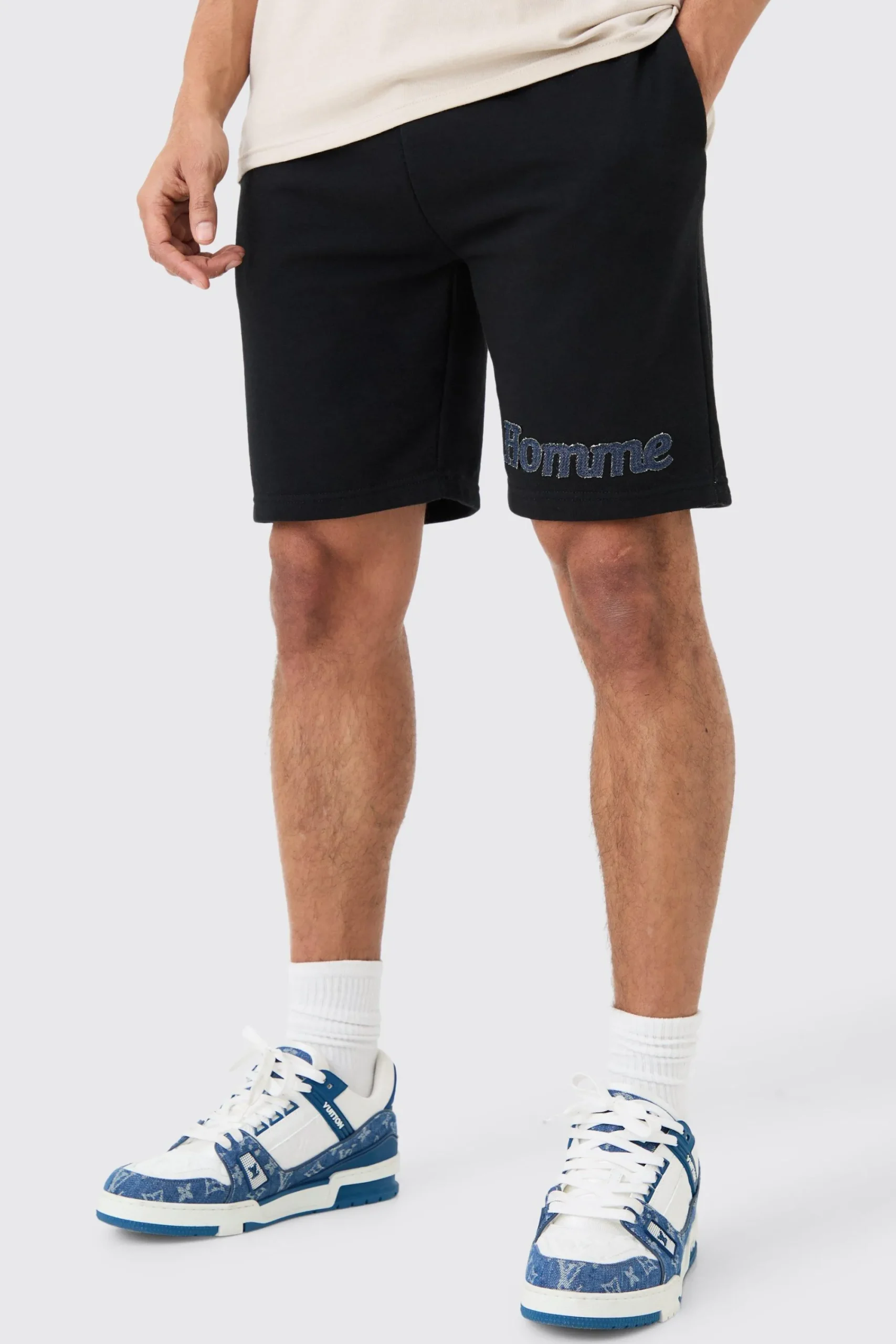 boohooMAN Loose Denim Applique Short | UK| Shorts