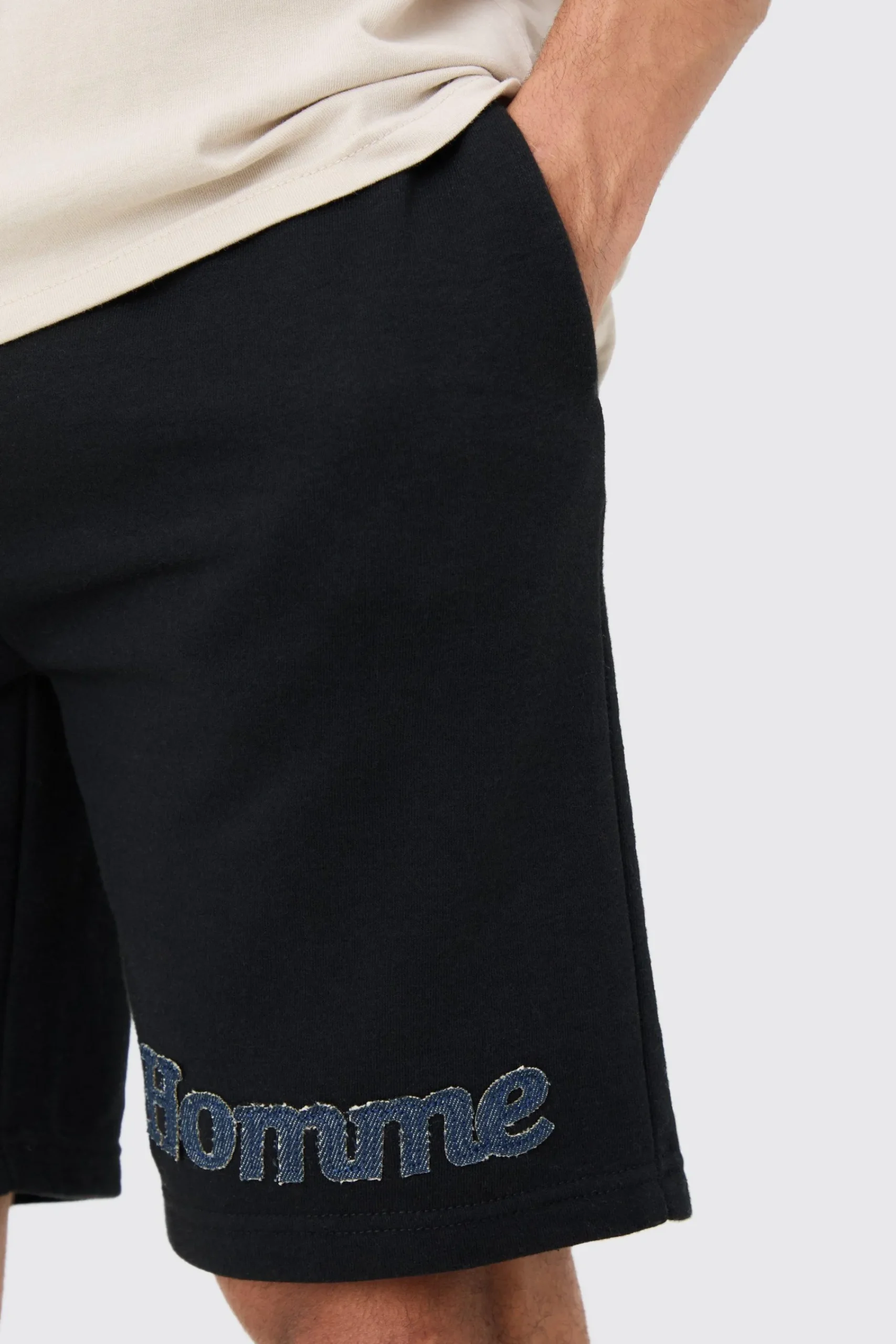 boohooMAN Loose Denim Applique Short | UK| Shorts