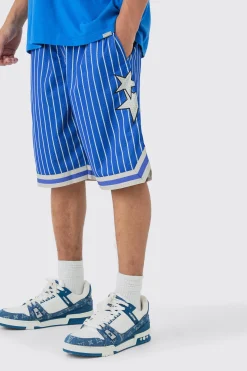 boohooMAN Loose Fit Basketball Stripe Mesh Shorts | UK| Shorts