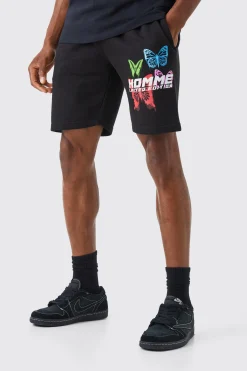 boohooMAN Loose Fit Blurred Butterfly Jersey Short | UK| Shorts